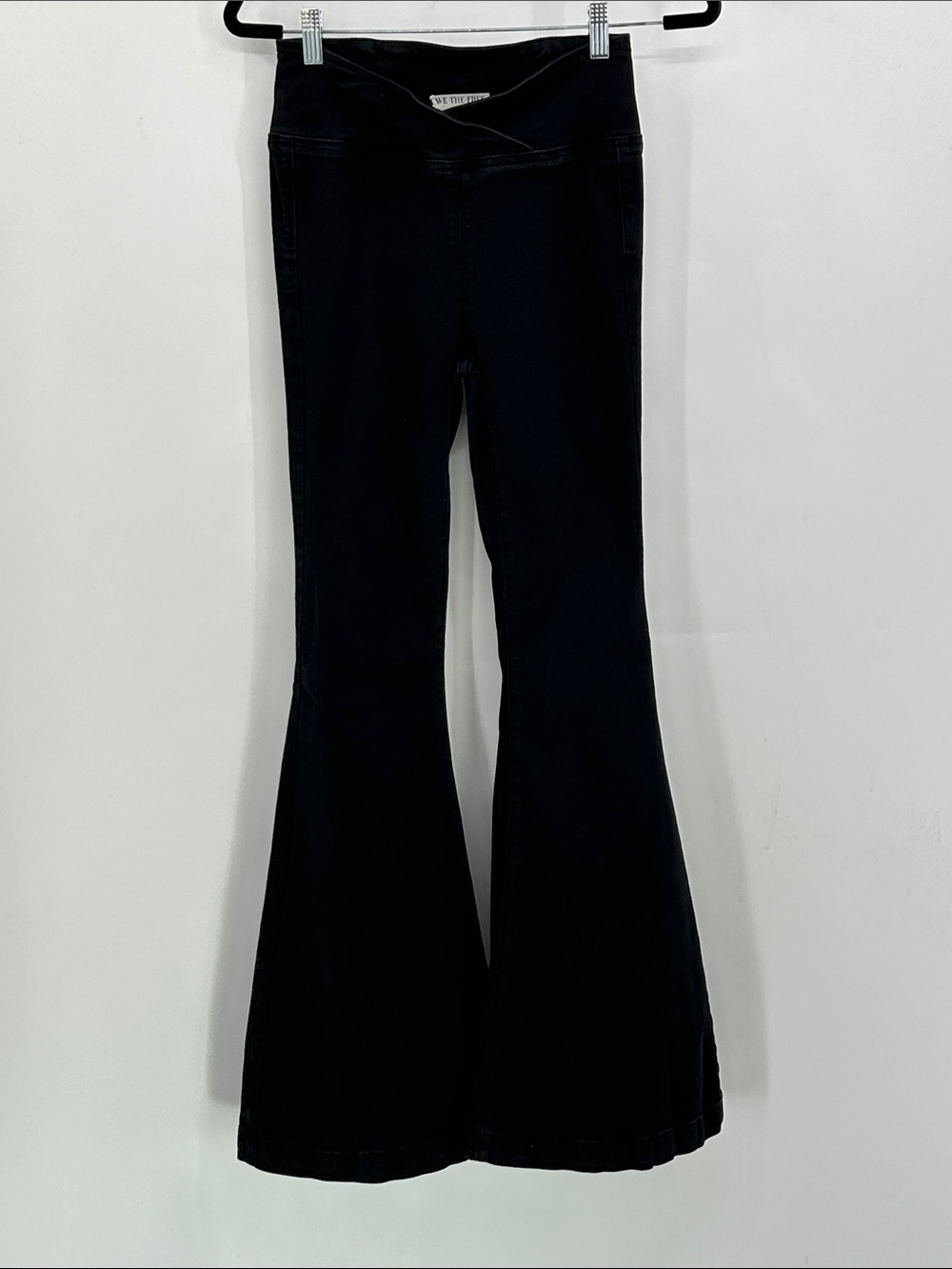 Free People Venice Flare Jeans Crossover Waist Black Size 25